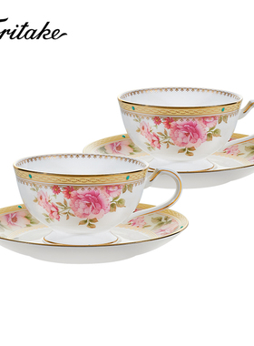 Noritake则武 HERT FORD英伦玫瑰咖啡杯骨瓷下午茶茶具套装轻奢