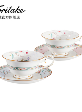 Noritake则武 HANASARASA骨瓷咖啡杯子欧式茶具套装下午茶杯礼盒