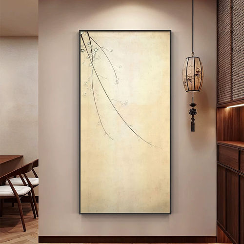 《疏枝》极简水墨枝蔓艺术入户玄关装饰画卧室床头禅意竖版挂画