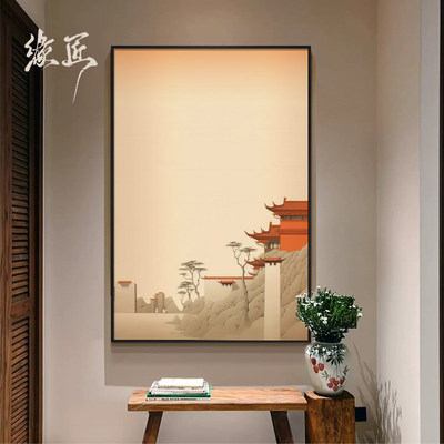 《宫墙》新中式红墙古建意境艺术客厅玄关书房茶室墙面装饰画