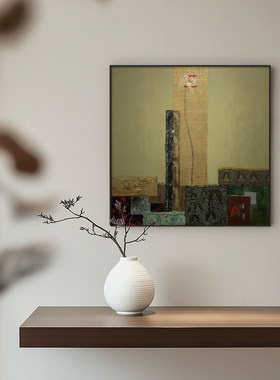 《空山有莲》新中式荷花酒店茶室客厅玄关装饰画方形卧室挂画壁画