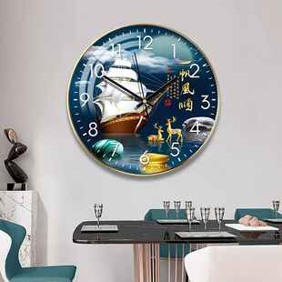 玻璃罩钟表挂客厅家用卧室挂钟餐厅钟表画挂墙时钟大气圆形挂表