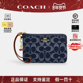 Zip20深棕色老花手拿钱包 蔻驰女包Corner 情人节礼物 COACH