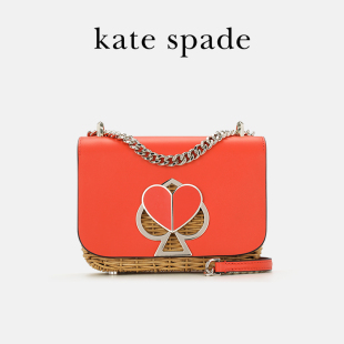 女士爱心草编单肩斜挎手提包 官方正品 katespade 凯特丝蓓新款