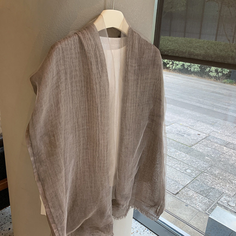 棉麻纯色围巾女夏季防晒中长纱巾日韩文艺沙滩长巾旅游围脖大披肩