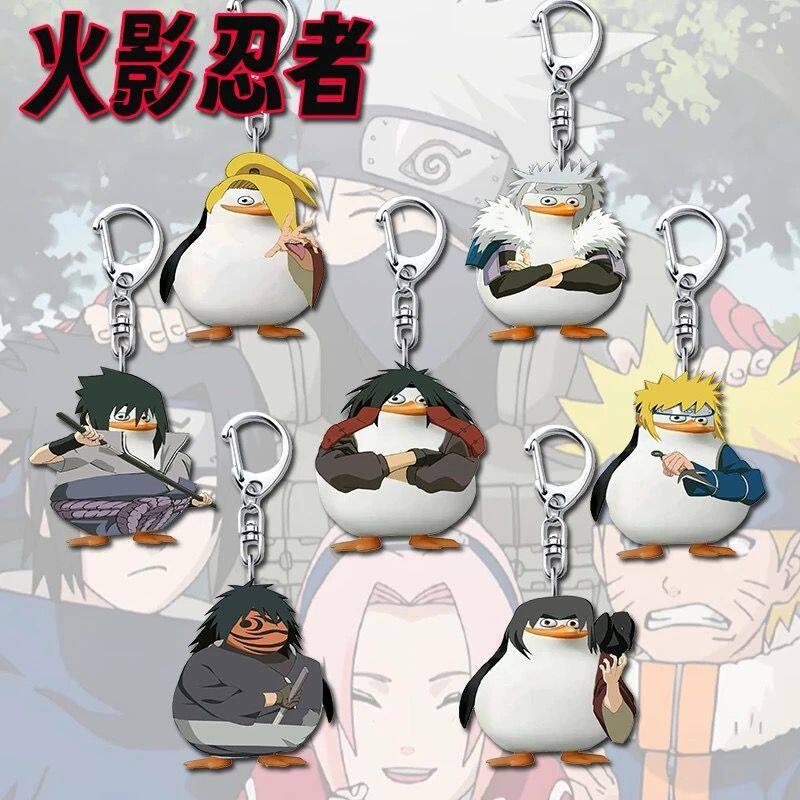 火影忍者企鹅头像游戏周边钥匙扣搞怪黄猿青水白面具书包饰品挂件