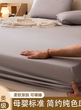 床笠罩单件床单纯色简约水洗棉床垫套床垫保护罩床罩防尘罩防滑套