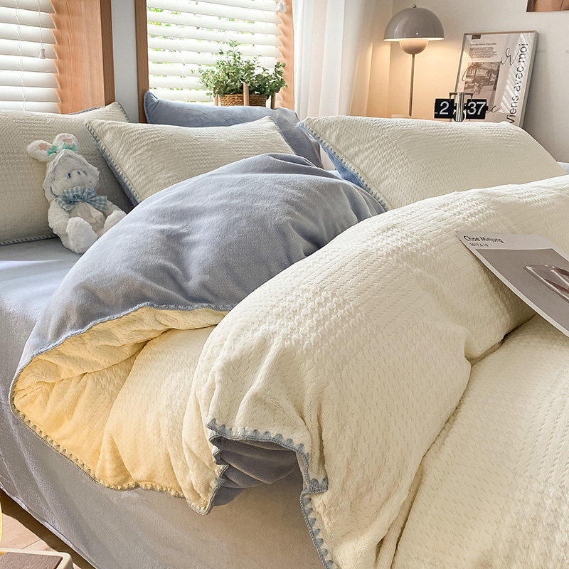 冬季法兰绒牛奶绒床上四件套双面加厚加绒珊瑚绒华夫格被套床单三,床上用品,床品套件/四件套/多件套,淘宝优惠券,粉丝福利购,淘宝优惠卷