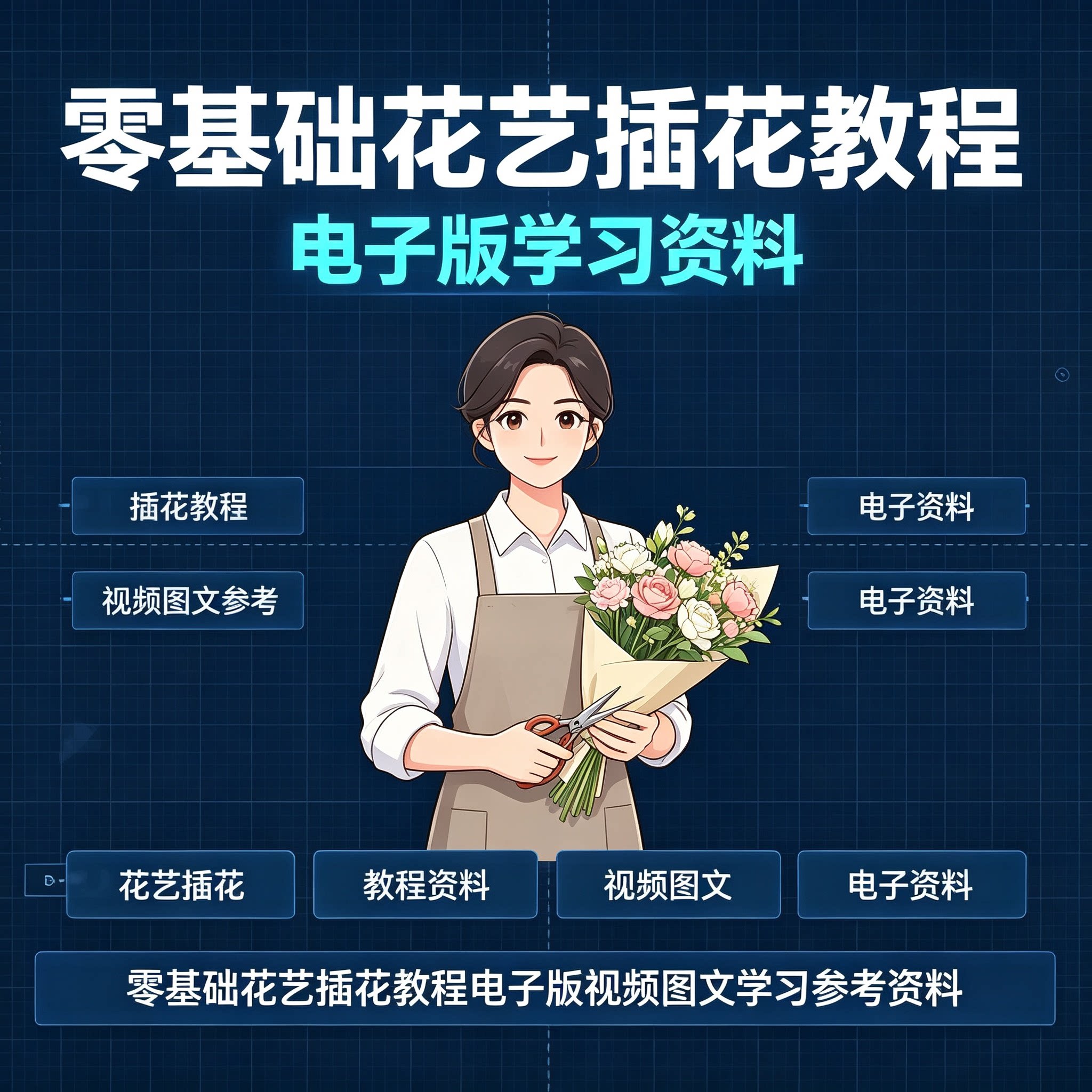 零基础手工花艺插花入门教程视频图文自学电子版全套学习参考资料