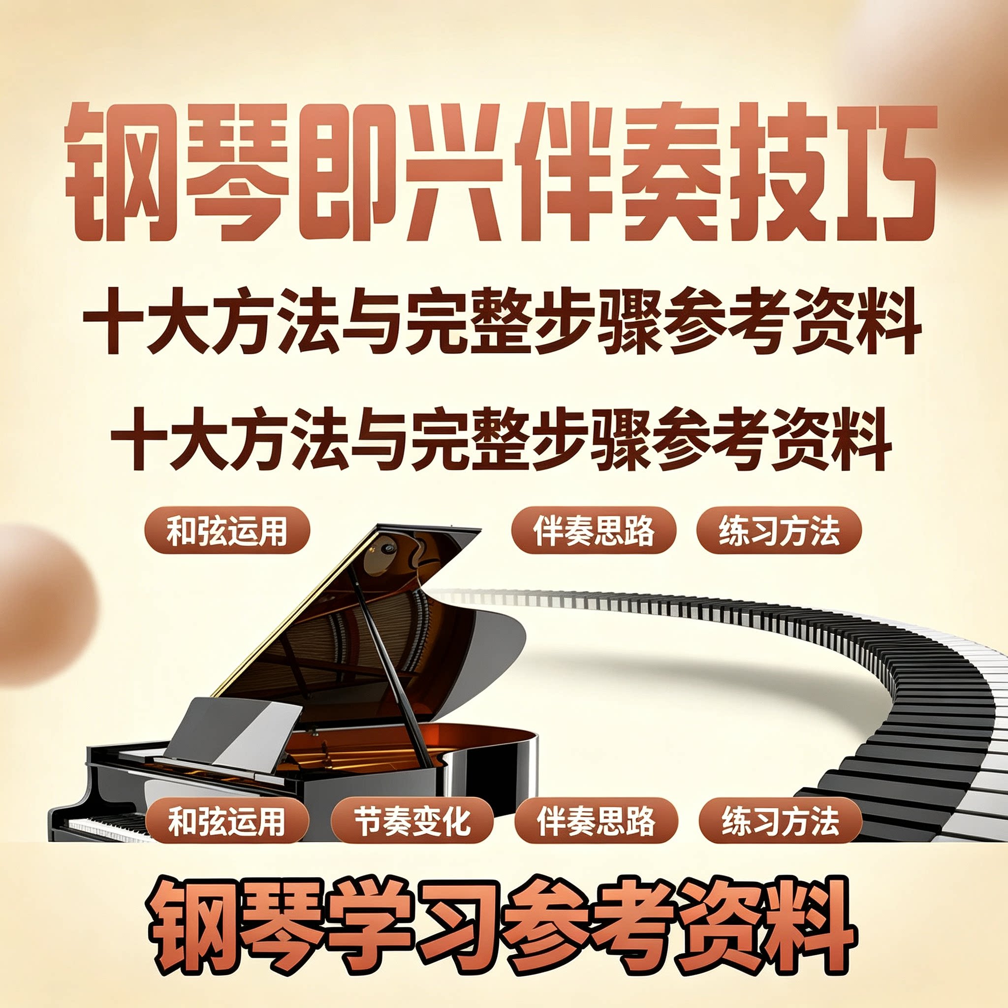 钢琴即兴伴奏全套教程和弦运用节奏变化编曲思路自学练习资料
