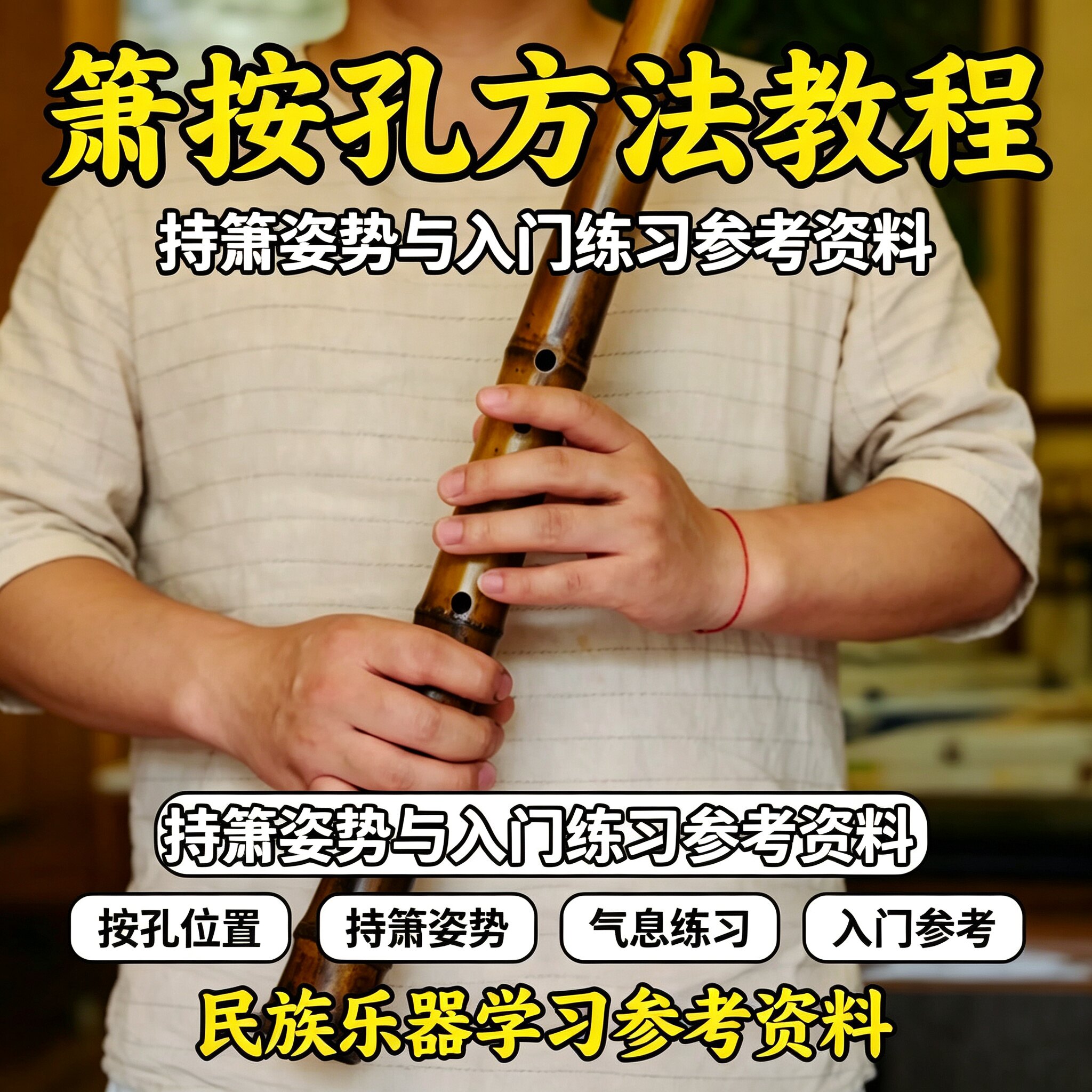 洞箫入门全套吹奏教程持箫姿势按孔位置气息练习民乐自学资料