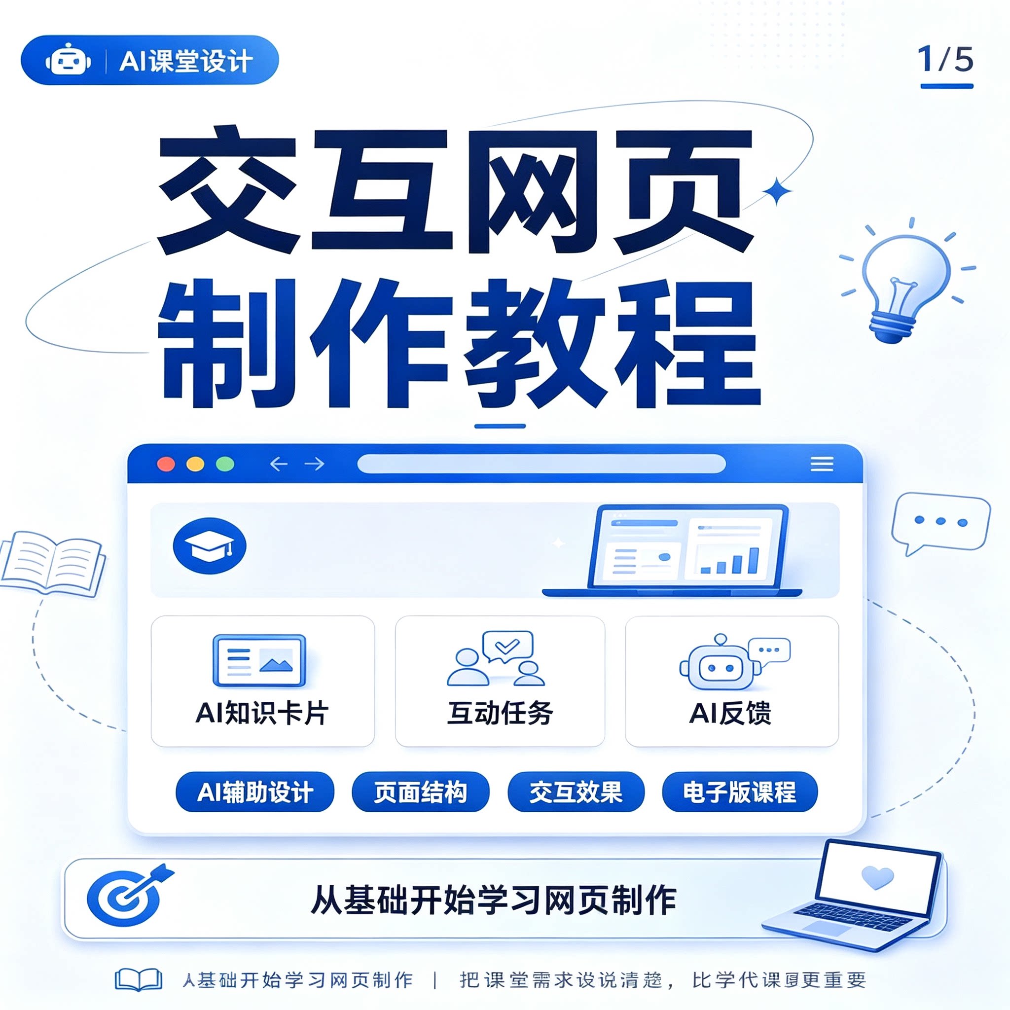 AI辅助网页制作教程零基础版式结构交互设计电子版系统学习课程图片