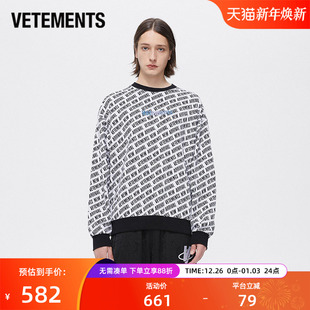 提花logo圆领条纹套头卫衣潮33120003 男女同款 VETEMENTS春季 新品