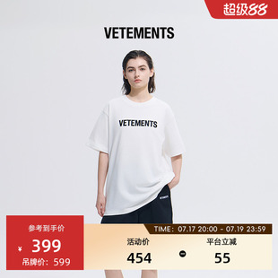 VETEMENTS短袖经典款LOGO皮标270g重绣花工艺百搭男女T恤65352005
