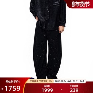 VETEMENTS秋冬男士刺绣休闲裤烫钻满天星直筒牛仔长裤36166003