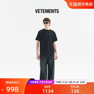 34766003 子石磨水洗工艺柔软牛仔提花长裤 VETEMENTS男女新款 裤