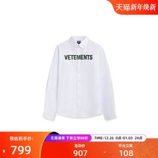 衬衫 休闲宽松长袖 65530002 情侣白色衬衣男女款 VETEMENTS新款