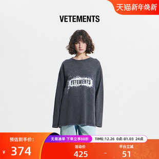 T恤64550005 长袖 VETEMENTS新款 100%纯棉花卉喷绘男女圆领打底衫