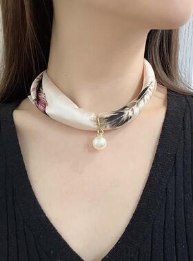 锁骨丝巾扣项链颈链女高级感甲状腺术后遮挡神器脖子遮疤护颈围脖