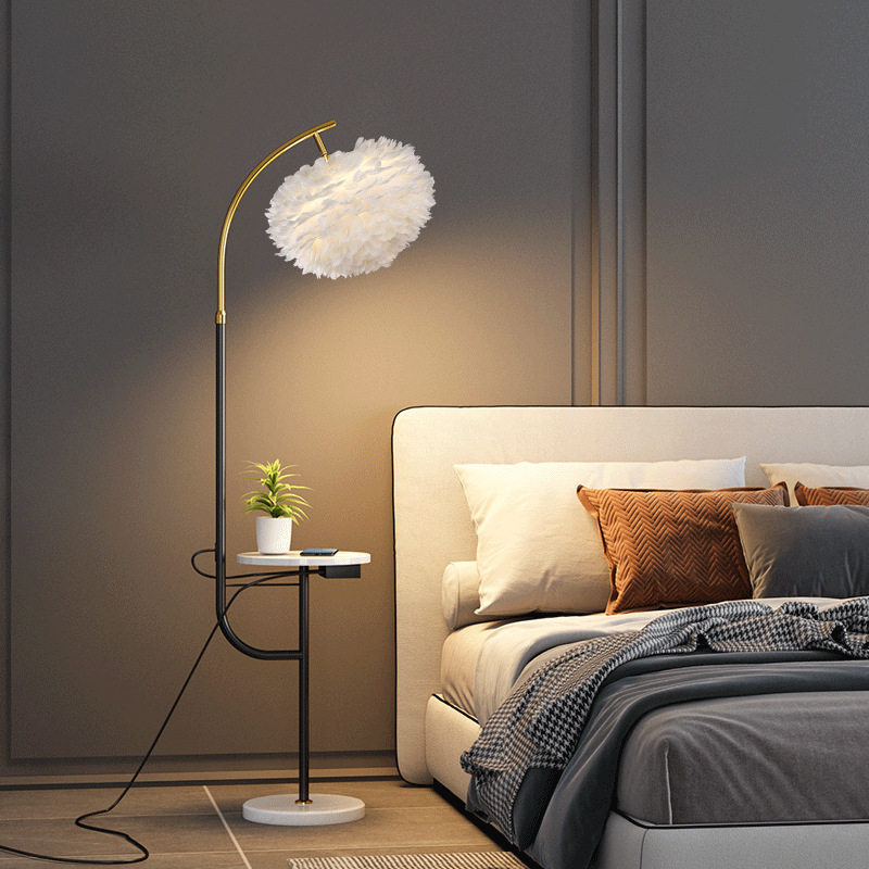 落地灯客厅北欧轻奢ins风书房卧室沙发旁床头柜边几落地灯一体灯