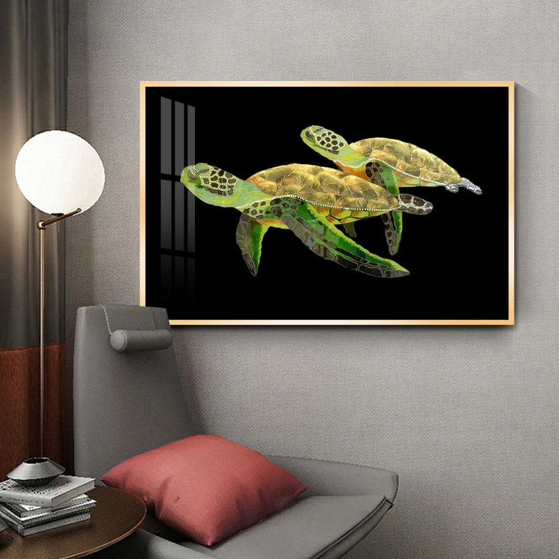 现代轻奢客厅装饰画手工珐琅彩镶钻实物画沙发背景墙软装设计挂画
