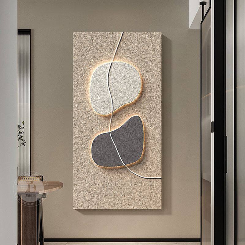 石来运转玄关装饰画led灯画背景墙3d立体壁画高级感过道走廊挂画