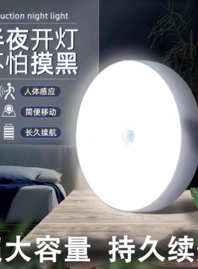 全新升级大容量智能人体感应LED灯USB太阳能充电磁吸小夜灯感应灯