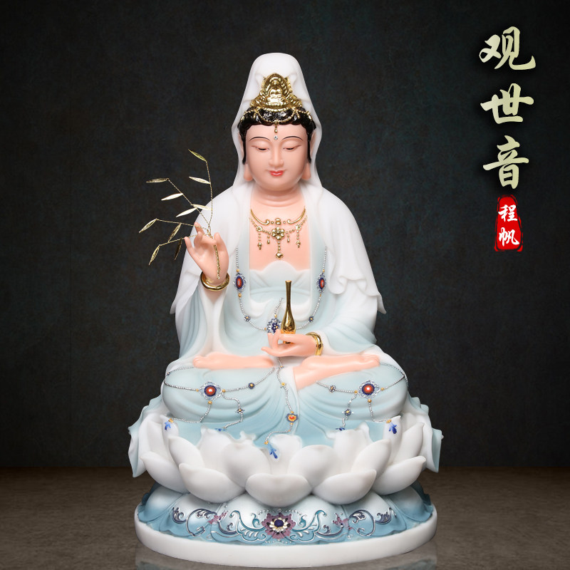 汉白玉菩萨娑婆三圣摆件观音佛像