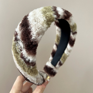 氛围拿捏~费尔岛风毛绒发箍气质时髦显白秋冬新款羊羔毛洗脸发卡