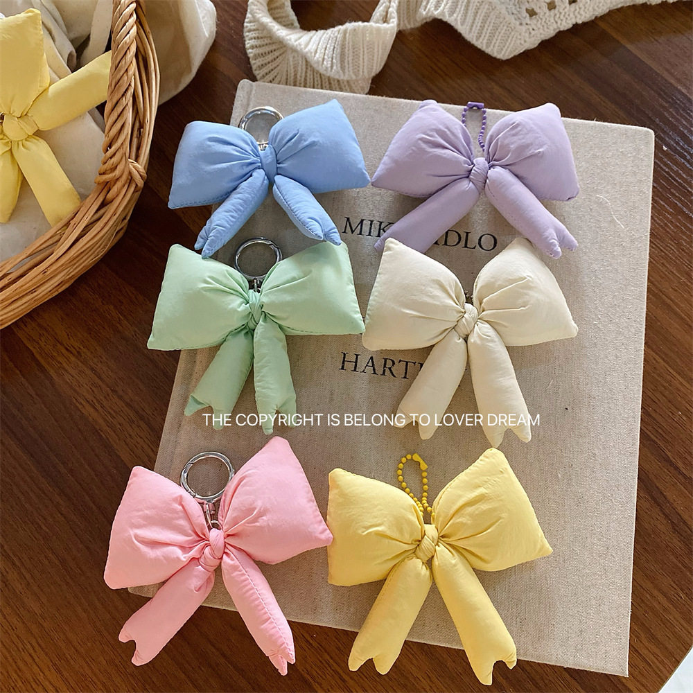 韩国进口糖果彩色立体充棉蝴蝶结挂件新款甜美可爱钥匙扣包包配饰