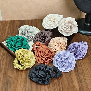 超大玫瑰花发圈波西米亚风氛围感沙滩度假花朵发绳弹力复古头圈女