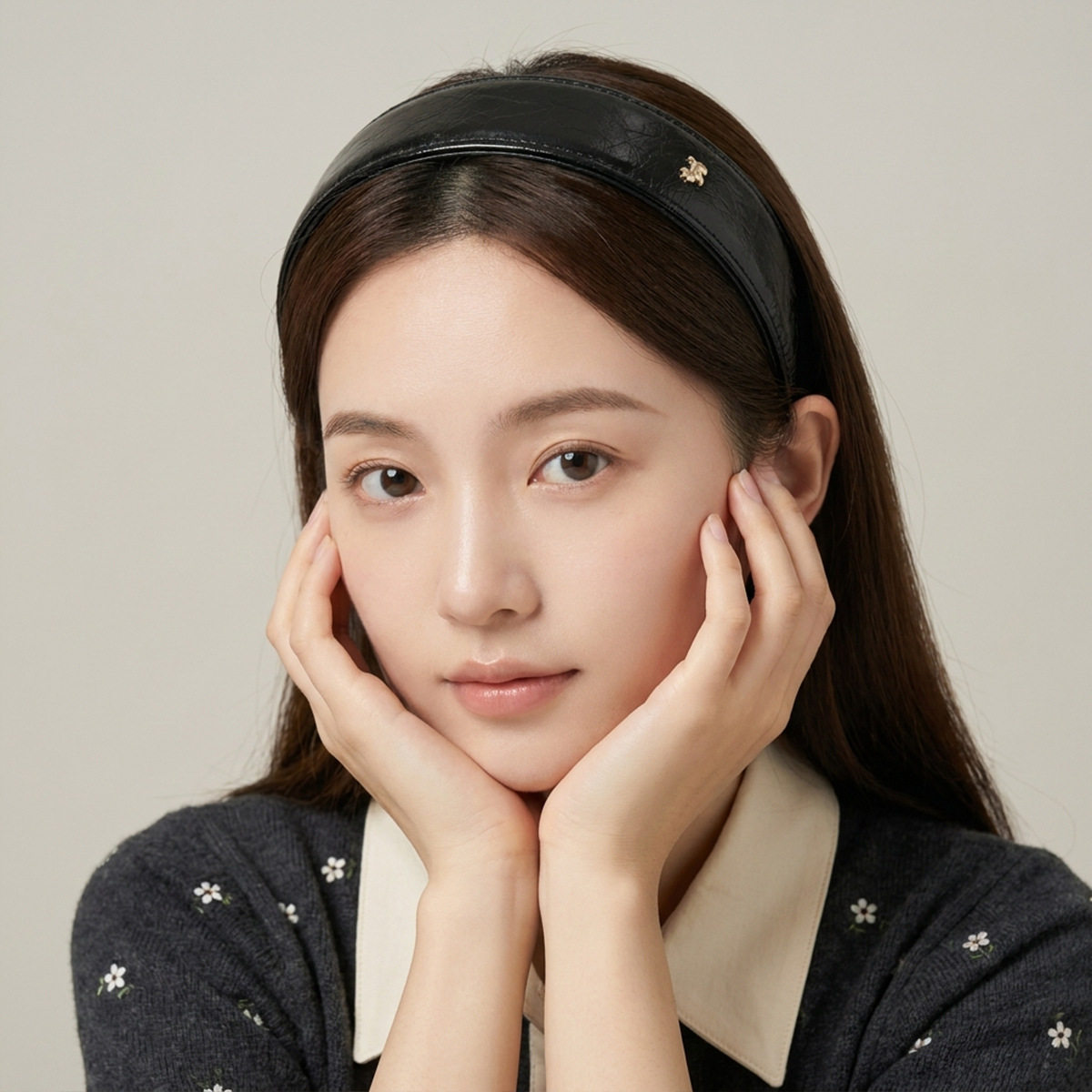 韩国进口U型减压小狗牛皮发箍女2026新款秋冬气质头箍高级感发卡