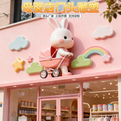 玻璃钢卡通雕塑定制网红母婴店创意立体门头商铺打卡迎宾引流摆件