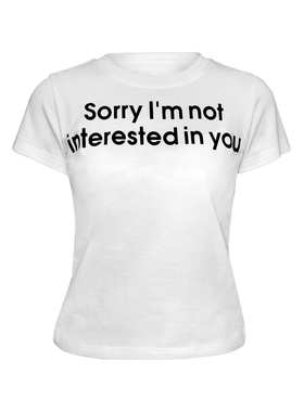 4amstudio sorry我对你不感兴趣标语短袖正肩T恤修身休闲百搭流行