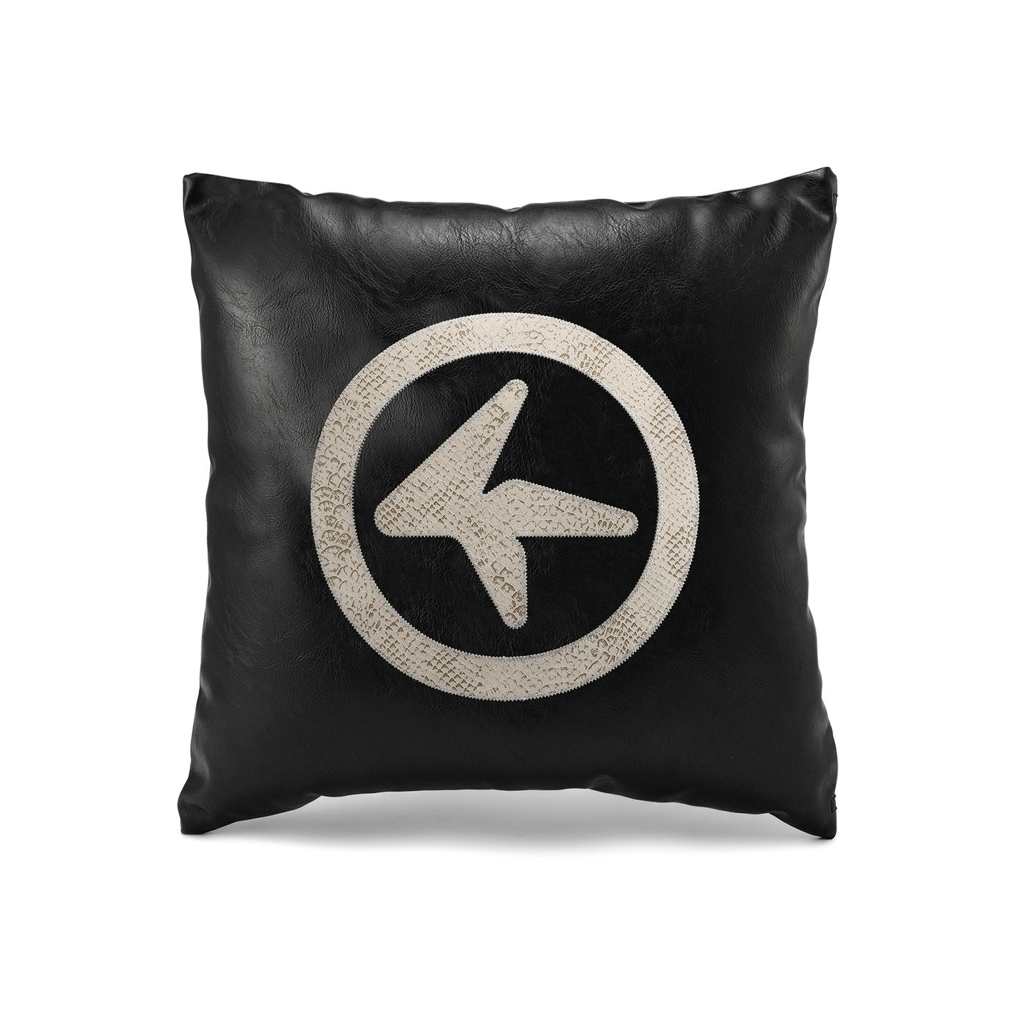 4AM 高级感黑色沙发抱枕高端简约刺绣腰枕靠背垫潮流小众皮质抱枕