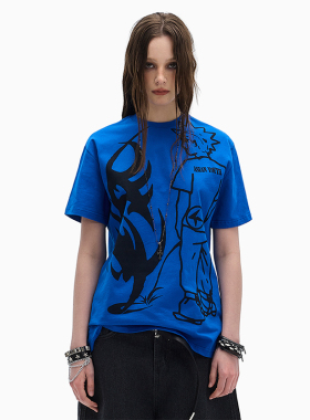 4AM 25SS亚洲青年小众印花T恤潮流个性正肩修身男女同款短袖