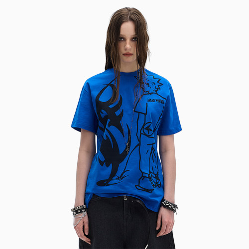 4AM 25SS亚洲青年小众印花T恤潮流个性正肩修身男女同款短袖