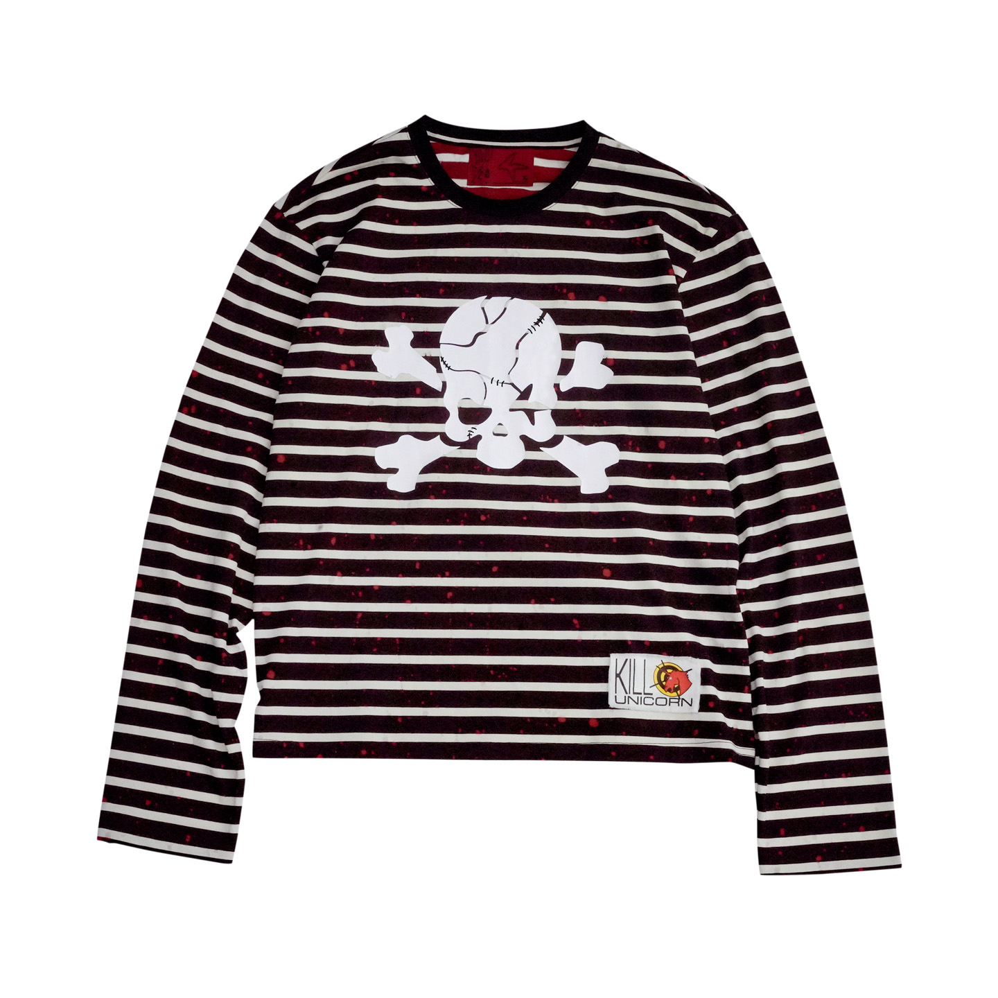 4AW/25aw*海盗骷髅头印花长袖t恤男女秋季新款条纹小众设计上衣