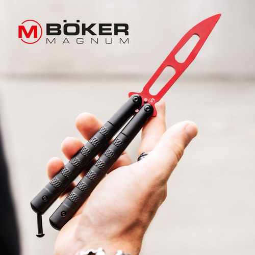 德国进口boker博克蝴蝶练习刀未开刃把玩甩刀花式折叠玩具训练刀