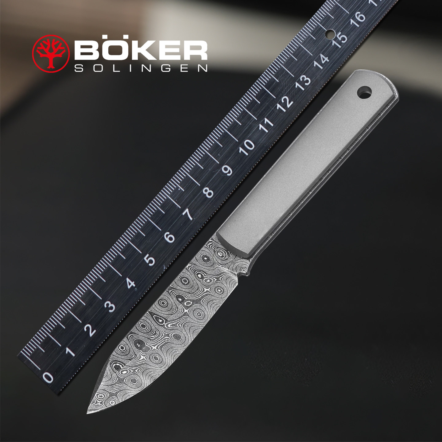 德国进口boker博克户外便携小直刀高端收藏限量大马士革钢工具刀