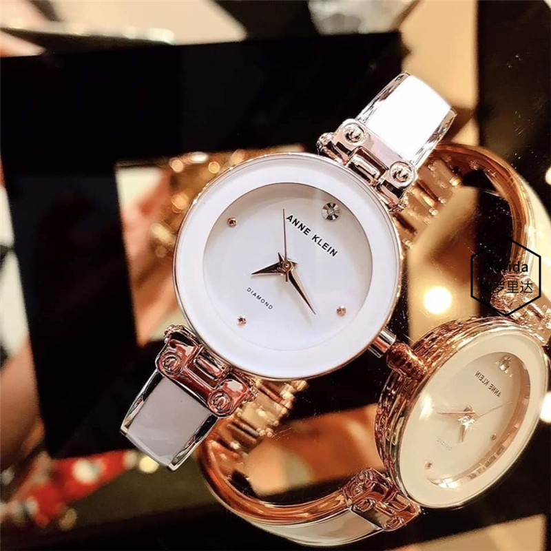 anne klein 安妮克莱因女表休闲玫瑰金石英ins潮白金色气质女手表