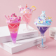 儿童手工diy奶油胶仿真冰淇淋 甜品杯冰激凌带灯水晶果冻杯套装