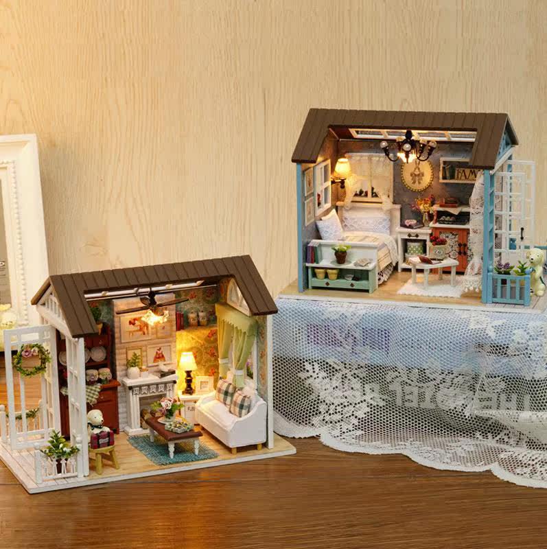 diy miniature dollhouse model wooden toy mini furniture hand