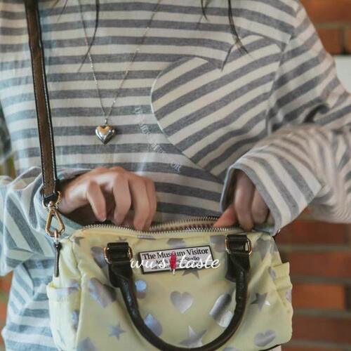 wustaste themuseumvisitor25夏季爱心星星印花可爱手提斜挎包