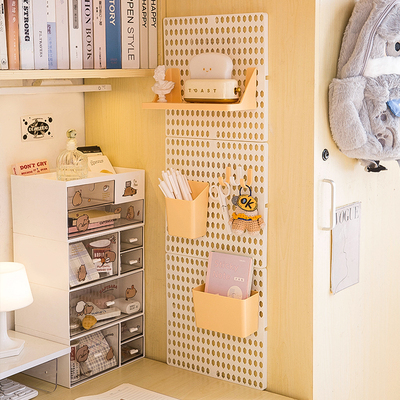 宿舍衣柜侧面洞洞板支架桌面侧墙收纳盒柜门侧边长条置物架挂架