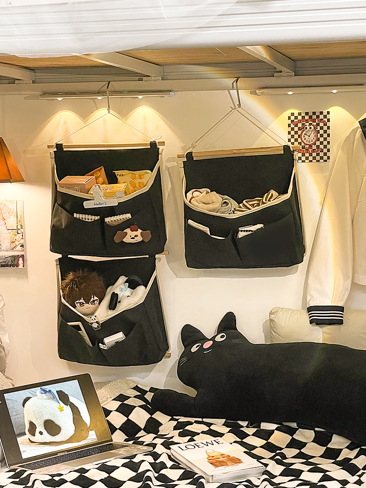 Disu Xiaothe床头挂袋宿舍壁挂式手机袋双层织物床头挂袋