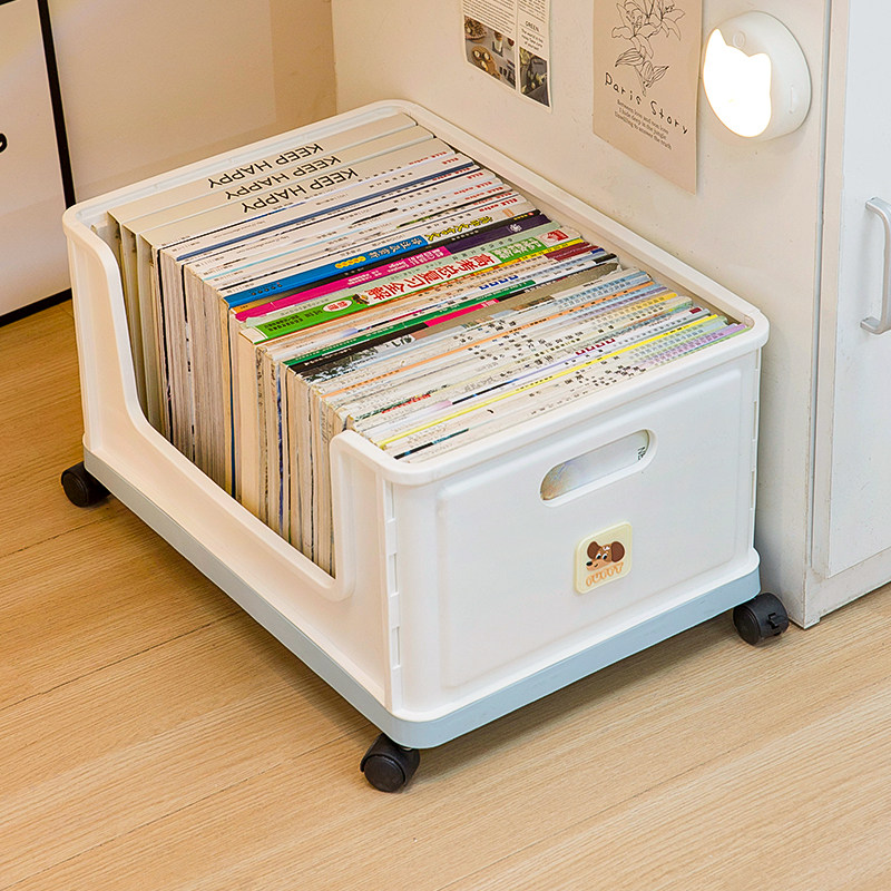 大容量滚轮书本收纳筐大众