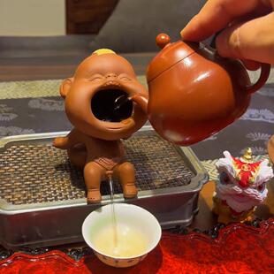 尿童手工制作创意喷水茶宠茶玩家居摆件紫砂撒尿娃娃可爱红泥款