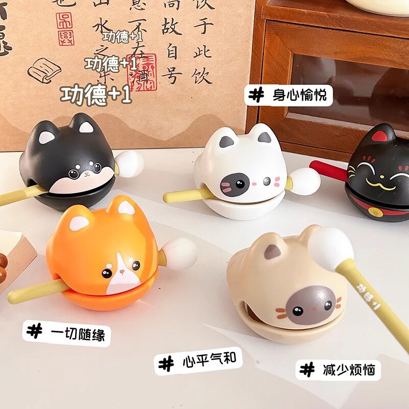 创意萌宠解压敲小木鱼