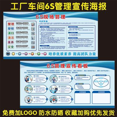 6s管理看板车间办公室文化墙标语墙贴生产安全月质量八大浪费展板